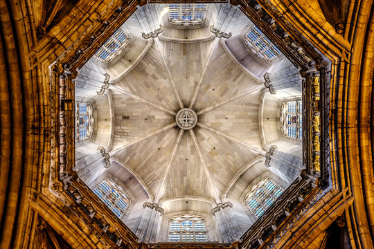Ceiling detail of Cathedral of the Holy Cross and Saint Eulalia. Barcelona, Catalonia, Spain.