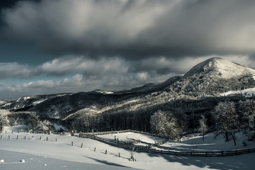 Snowy winter breathtaking natural landscape