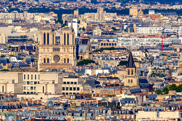 Naklejka premium Scenic panorama of Paris from Eiffel's tower