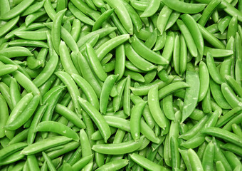 Top view of fresh sugar pea as food background
