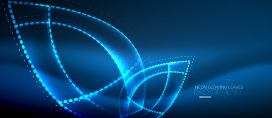 Neon leaf background, green energy concept