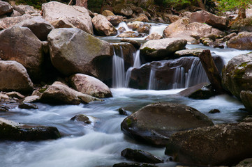 Mountain river falls