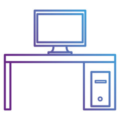 monitor computer in desk vector illustration design