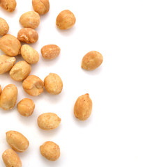Processed peanuts isolated on white background