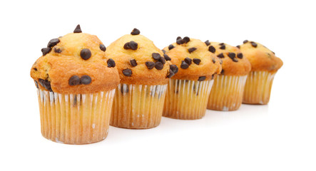 Tasty muffins isolated on white background