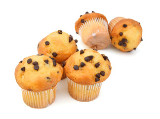 Tasty muffins isolated on white background