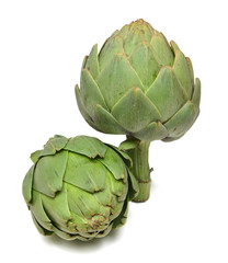 Obraz premium Green artichoke on white background