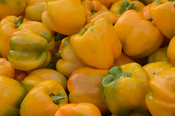 Peppers in a Pile, Closeup Abstract Texture Background