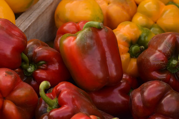 Peppers in a Pile, Closeup Abstract Texture Background