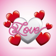 love calligraphic white heart valentines day vector illustration