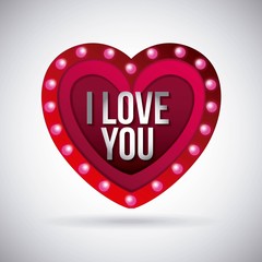 i love you heart glowing lights board vector illustration