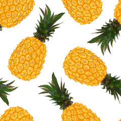 Seamless pattern with sweet yellow pineapple.