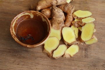 fresh ginger and tea