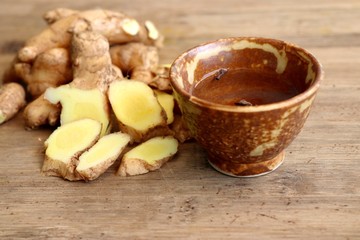fresh ginger and tea