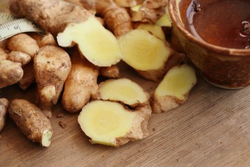 fresh ginger and tea