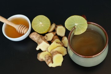 Ginger tea with honey lemon