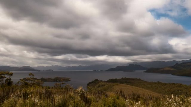 time lapse of the new lake pedder at strathgordon in south west tasmania, australia