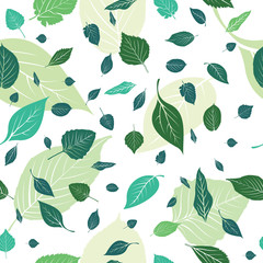 Repeated Seamless Pattern of Green Leaf Nature Environment