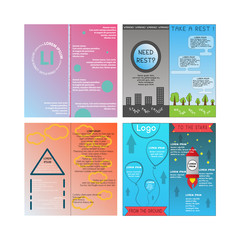 Naklejka premium Business vector set. Brochure template layout, cover design annual report, magazine, flyer in A4 with colourful geometric shapes, squares, triangles, arrows for IT, business, building. Abstract