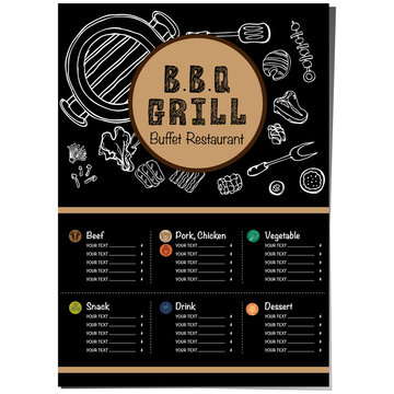 menu barbecue grill restaurant template design graphic objects