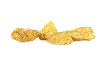 The gold nuggets isolated on white texture