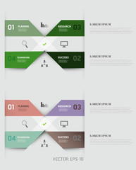 Modern strips infographics different options banner for business processes, workflow, diagram, flowcharts