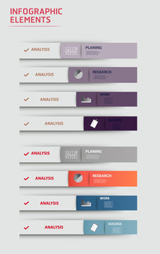 Modern strips infographics different options banner for business processes, workflow, diagram, flowcharts
