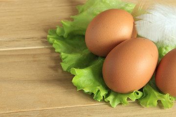 Fresh chicken egg. Close-up. Easter decor.