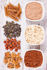 Products and ingredients containing copper and dietary fiber, healthy nutrition