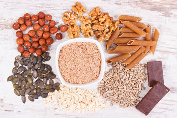 Products and ingredients containing copper and dietary fiber, healthy nutrition