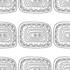 Black and white illustration for coloring book, page. Abstract decorative seamless pattern.