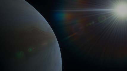 Obraz na płótnie Canvas Planet Jupiter Close Up and Sun