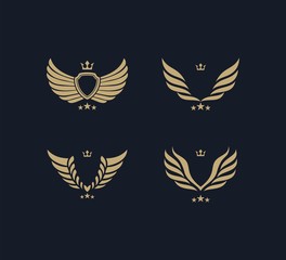 wings vintage logo icon set