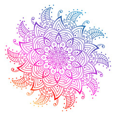 Vector flower Mandala. decorative elements. rainbow outline Mandala. Oriental circle pattern, asian, Arabic, Indian, Floral mandala Isolated on White.