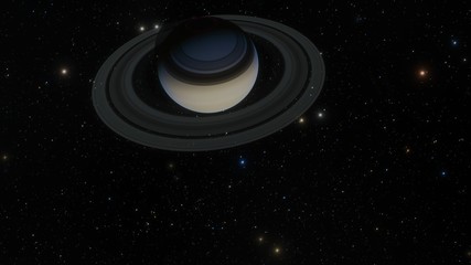 Saturn Planet and Moons Above