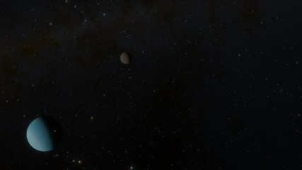 Titania Moon Orbits Uranus