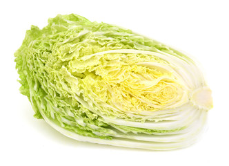 Slice of fresh chinese cabbage. Isolated on a white background
