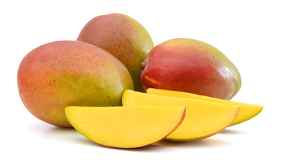 Mango fruit isolated on white background.