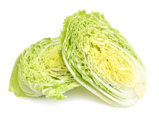 Obraz premium Sliced tasty chinese cabbage. Isolated on a white background