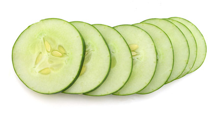 Sliced Cucumber Isolated on White Background