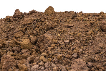 Pile of soil isolated on white background