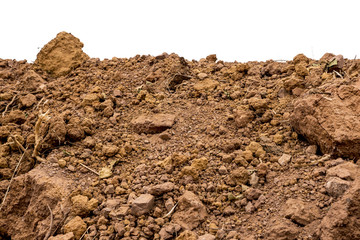 Pile of soil isolated on white background