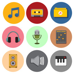 Simple Musical Symbol Icons Vector Illustration Graphic Set