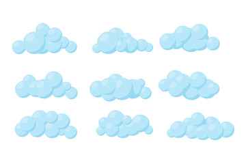 Set of cartoon vector clouds. Isolated Illustration on white background.