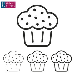 Cake line vector icon. Editable stroke.