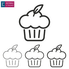 Cake line vector icon. Editable stroke.