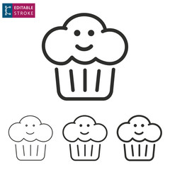 Cake line vector icon. Editable stroke.
