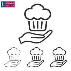Cake line vector icon. Editable stroke.