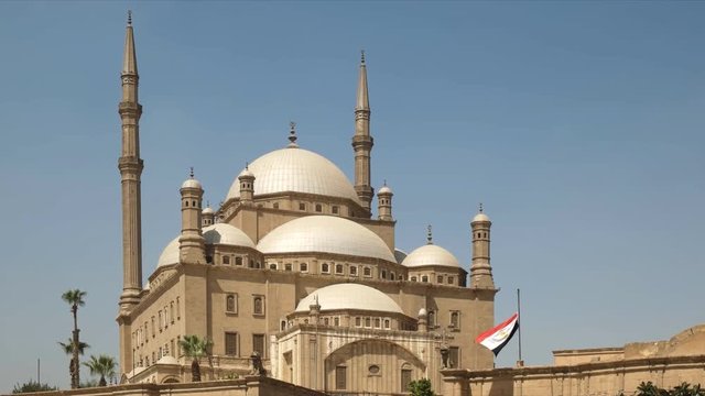 close up of the great mosque of muhammad ali pasha in cairo, egypt