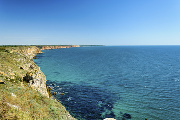 Panoramic view form Kaliakra of the cliff and the Black sea